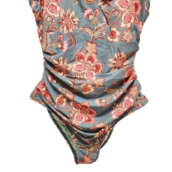 Cupshe Womens Floral Print One-Piece Swimsuit Adjustable Straps Blue Pink Size M - Picture 5 of 6